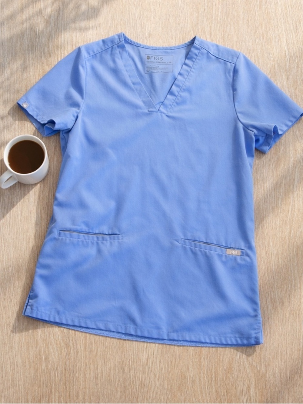 FIGS Scrub Top XS Blue V Neck Technical Collection Medical Nurse Uniform
